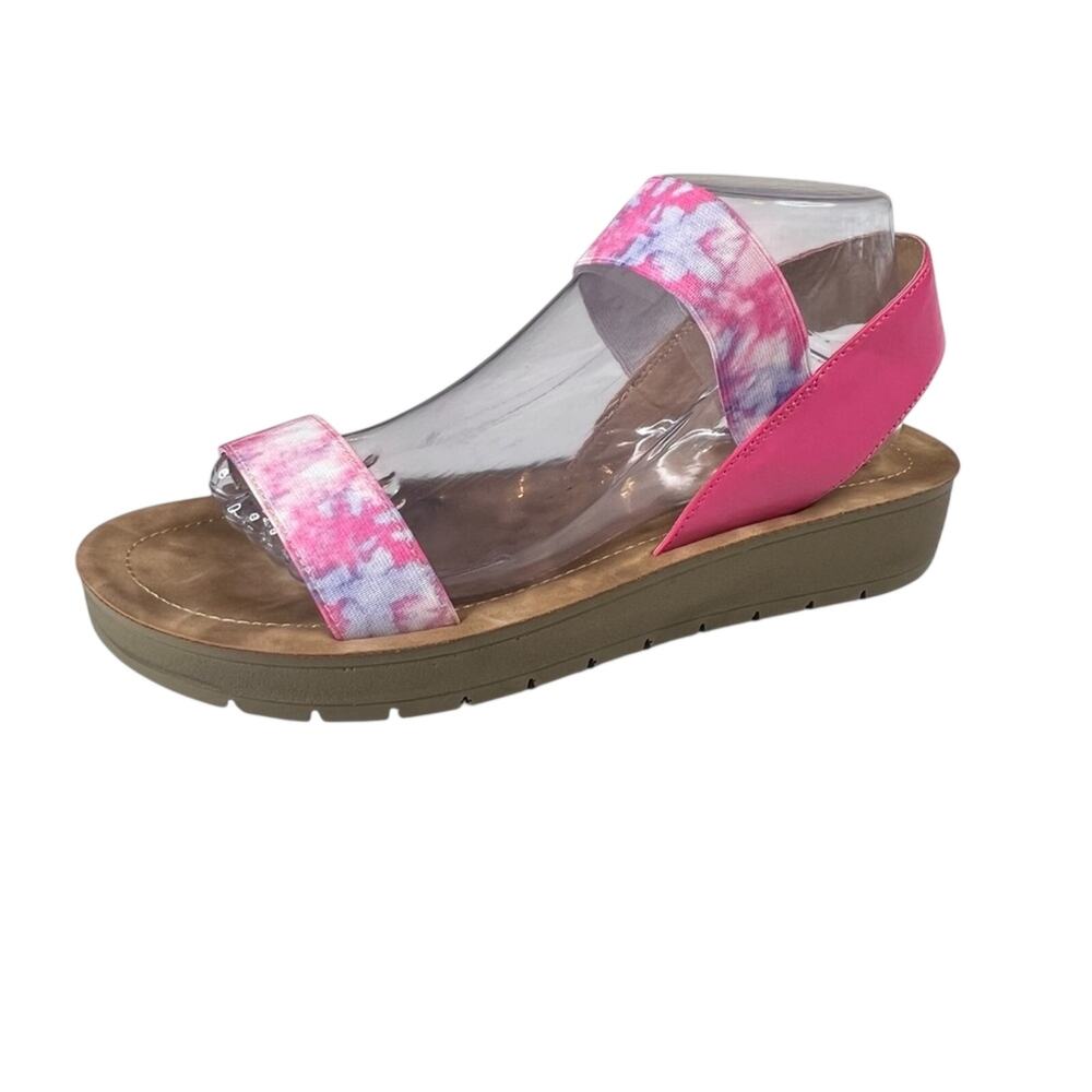 Chunky Low Platform Sandals 10 M Steve Madden Jadyn Pink Watercolor Coquette